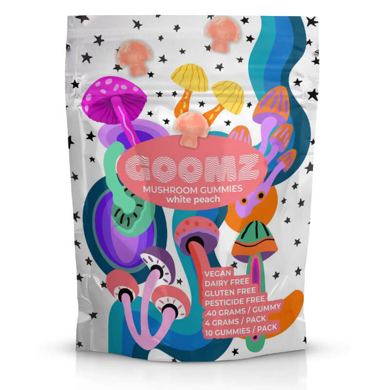 Goomz white peach magic mushroom gummies.