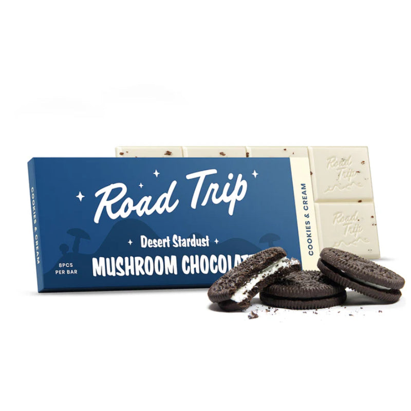 Road Trip mushroom chocolate bar cookies and cream.