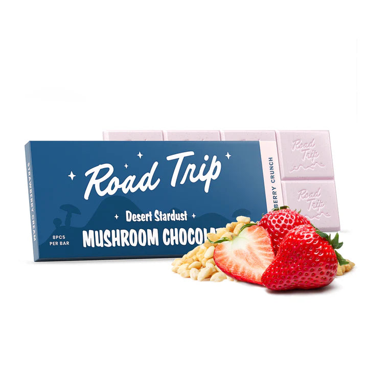 Road Trip Strawberry Crunch magic mushroom chocolate bar.