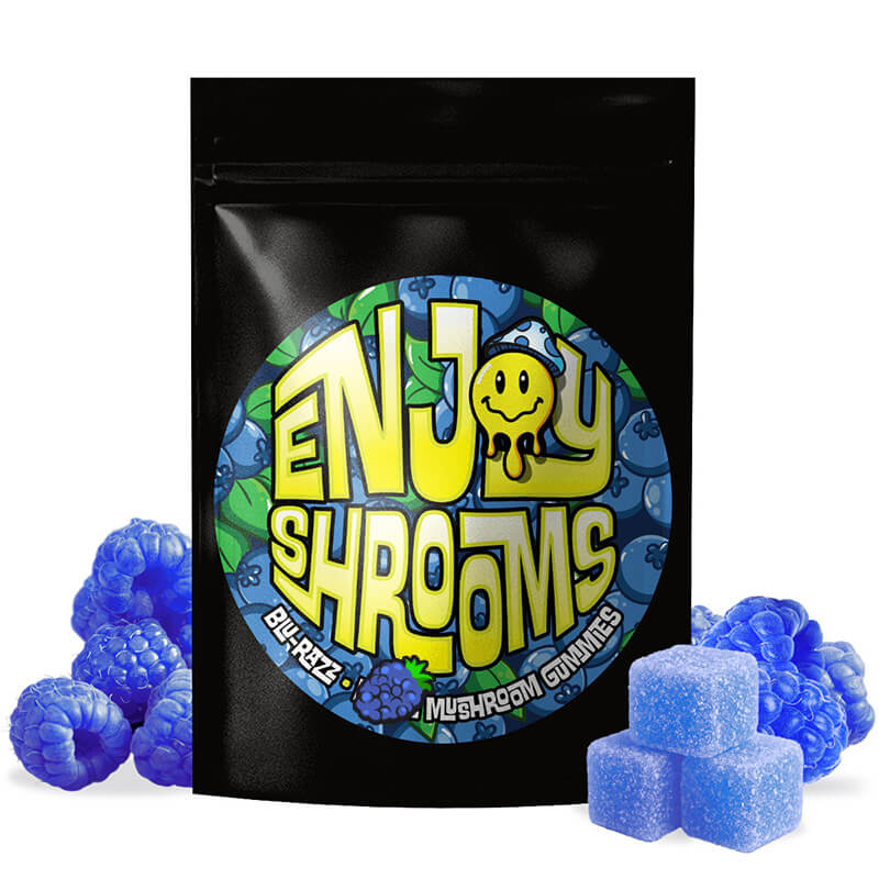Enjoy Shrooms Blue Raspberry 50ct Magic Mushroom Gummies – Bulk pack with bold flavor and consistent effects.