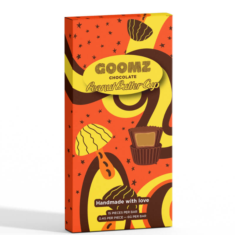 Goomz peanut butter cup flavored magic mushroom chocolate bar.