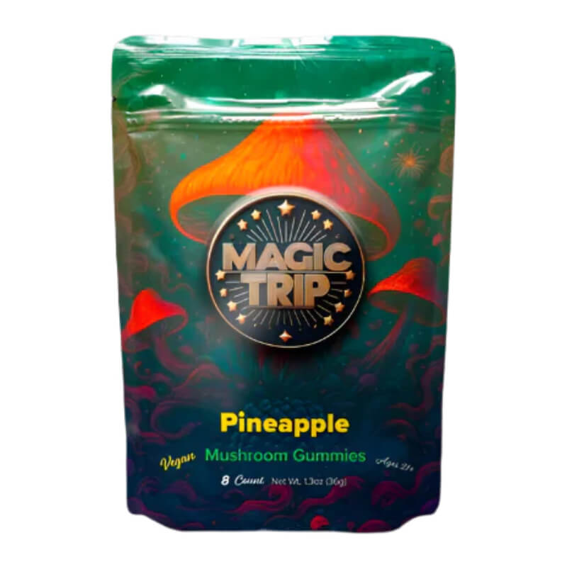  Magic Trip Pineapple Mushroom Gummies front packaging vegan lab-tested USA-made.