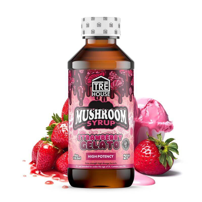 Tre House Strawberry Gelato flavored mushroom syrup. 