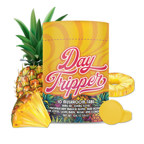  Front of Day Tripper Pineapple Tablets showing vibrant tropical design with 10-count fast-acting label.