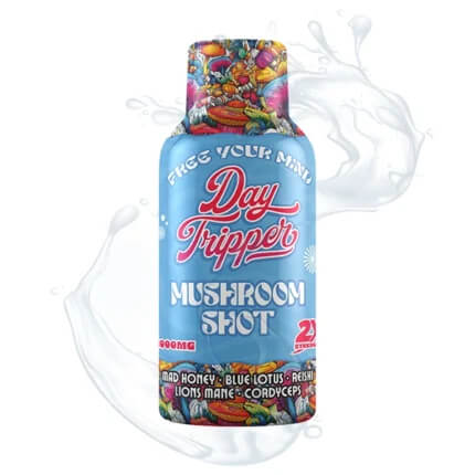 Day Tripper Mushroom Syrup shot is available in a 60ml bottle with a vibrant label and powerful nootropic blends for mindful, elevated effects.
